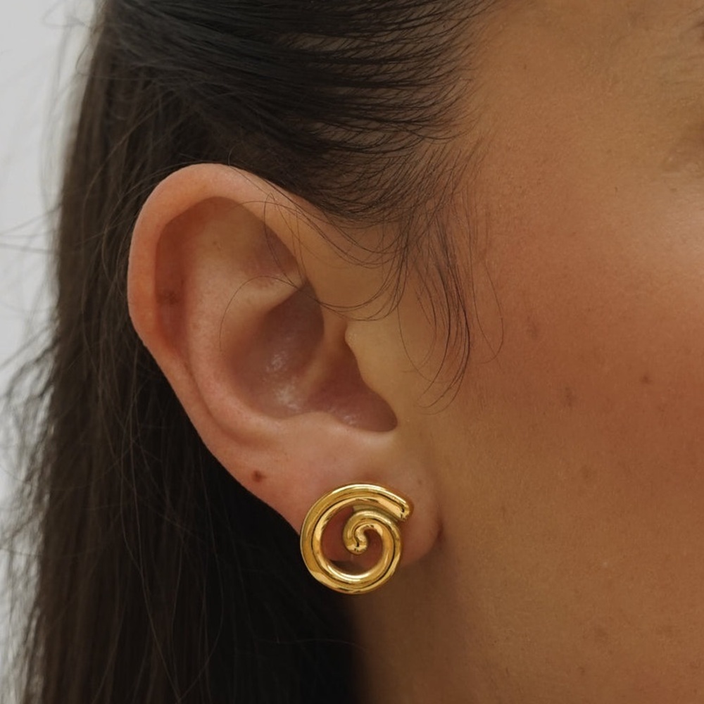 NEW💎18K Gold Plated Swirl Earrings*Spiral Stud Earrings*